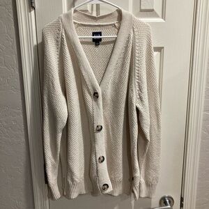 GAP Women’s Off White Textured Knit Cardigan Sweater Size XL